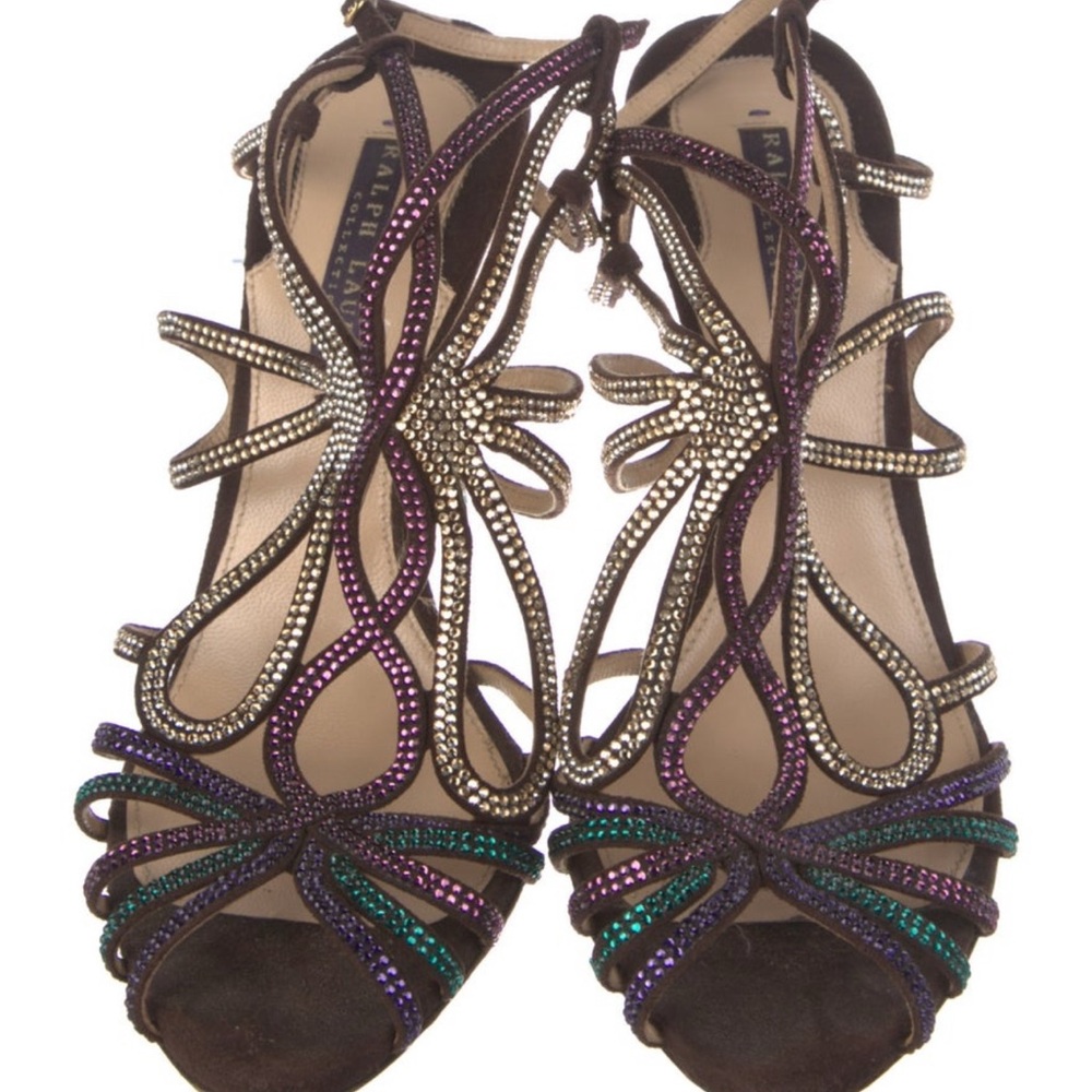 ❤️final price❤️Ralph Lauren Purple Label Multicolor Strappy Heels - Picture 2 of 3